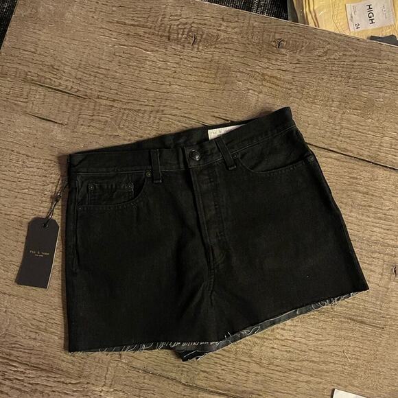 Rag & Bone Maya High Rise Denim Shorts in Black. (29) - Picture 3 of 8